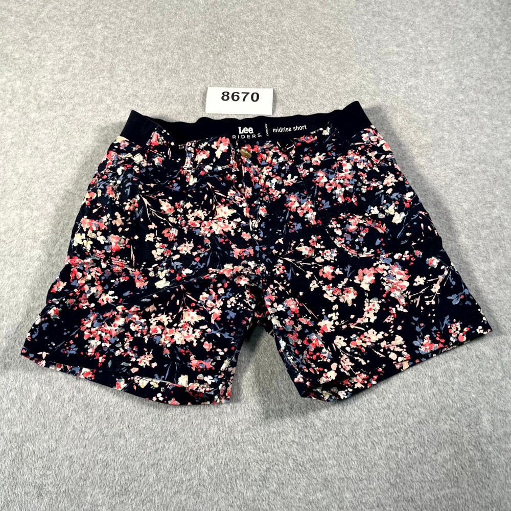 Lee Riders Midrise Shorts Womens 8M Multicolor Floral Cotton Flat Front Casual